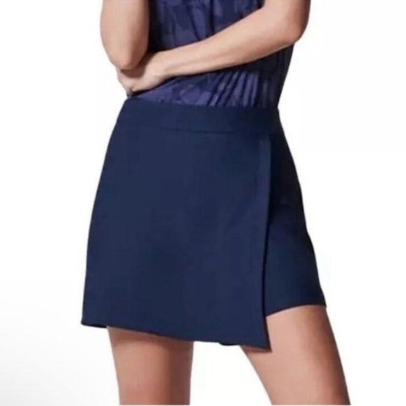 NWT SPANX Sunshine Skort Athletic Golf Tennis Nylon Stretch Dark Navy Blue L XL - Picture 1 of 16